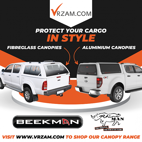 Get your Beekman Fibreglass Canopies & Rhinoman Aluminium Canopies on www.vrzam.com
